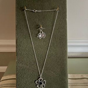 Sterling silver necklace, earrings, and braclet